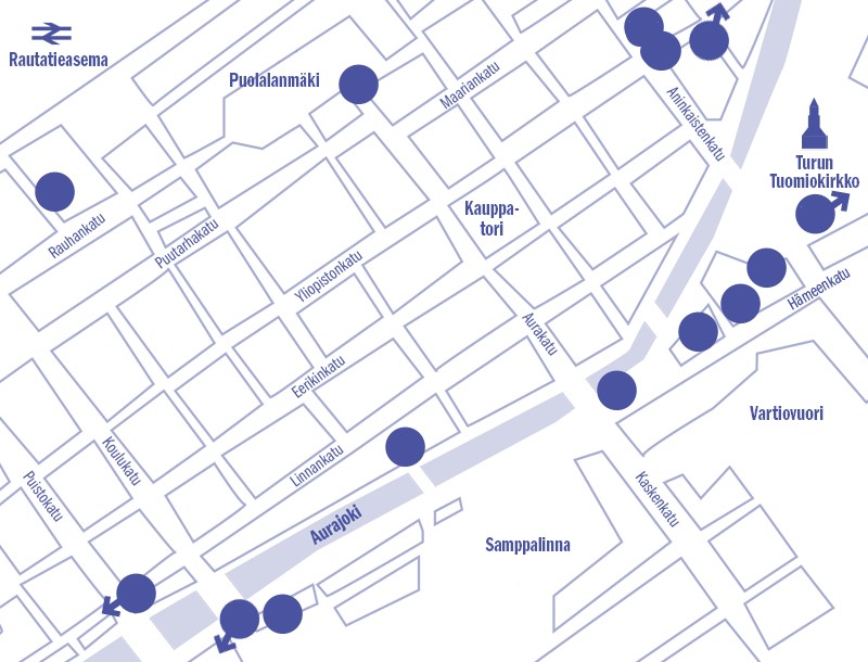 Map of museums and galleries in Turku